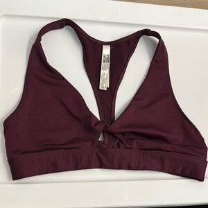 PINK Victoria's Secret Maroon Swim Top with V-Neck Twist Size Large